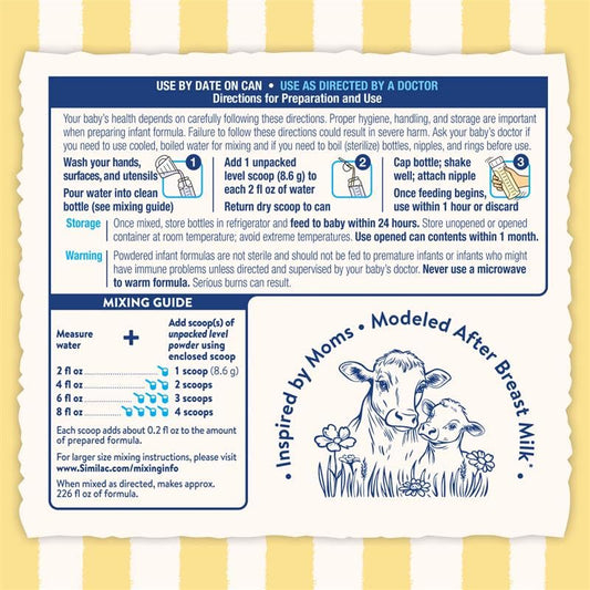 Similac Dual Prebiotic Blend, Baby Formula with Iron, Milk-Based Powder, 0-12 Months, 30.8-oz Can