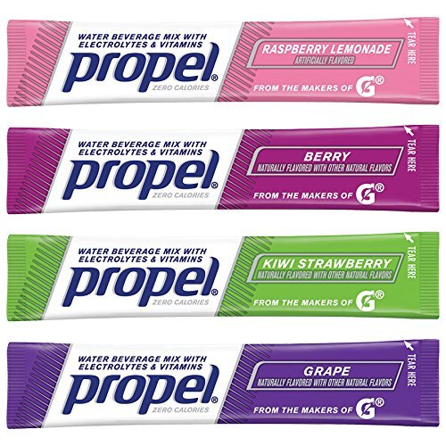 Propel Water Beverage Powder Mix with Electrolytes and Vitamins, Variety Pack, .08 Ounce Packets, 50 Count