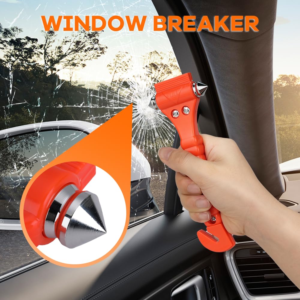 SINSEN Car Safety Hammer Set of 2 Emergency Escape Tool Auto Car Window Glass Hammer Breaker and Seat Belt Cutter Escape 2-in-1 for Family Rescue & Auto Emergency Escape Tools