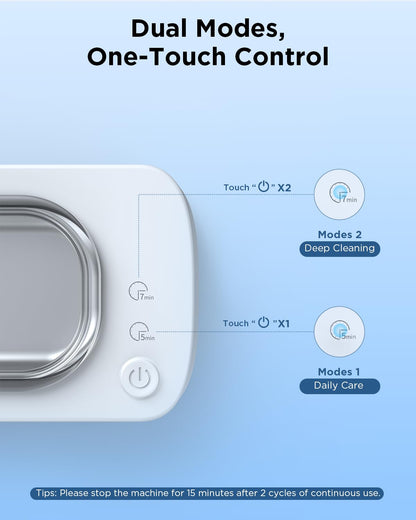 OSLTWI Ultrasonic Jewelry Cleaner Machine: 48KHz Ultra Sonic Cleaner for Jewelry,Eyeglass,Rings,Watch Band,Dentures,with Dual Cleaning Modes,350ML 304 Stainless Steel Tank,Gift for Wife,Mom,Daughter