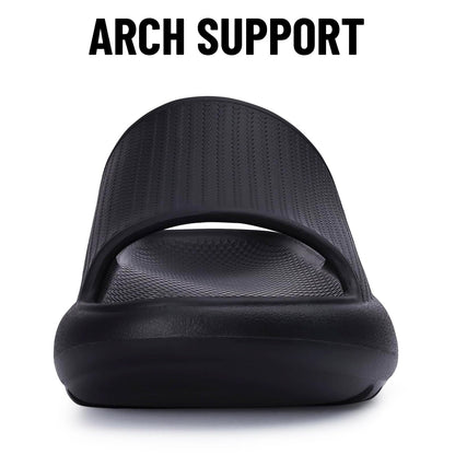 Comwarm Cloud Slide Sandals for Women Men Ultra Comfort Recovery Pillow Slippers Soft Summer Beach Shoes with Low Arch Support,Matte Black Size 6.5-7 Wonmen/5-5.5 Men