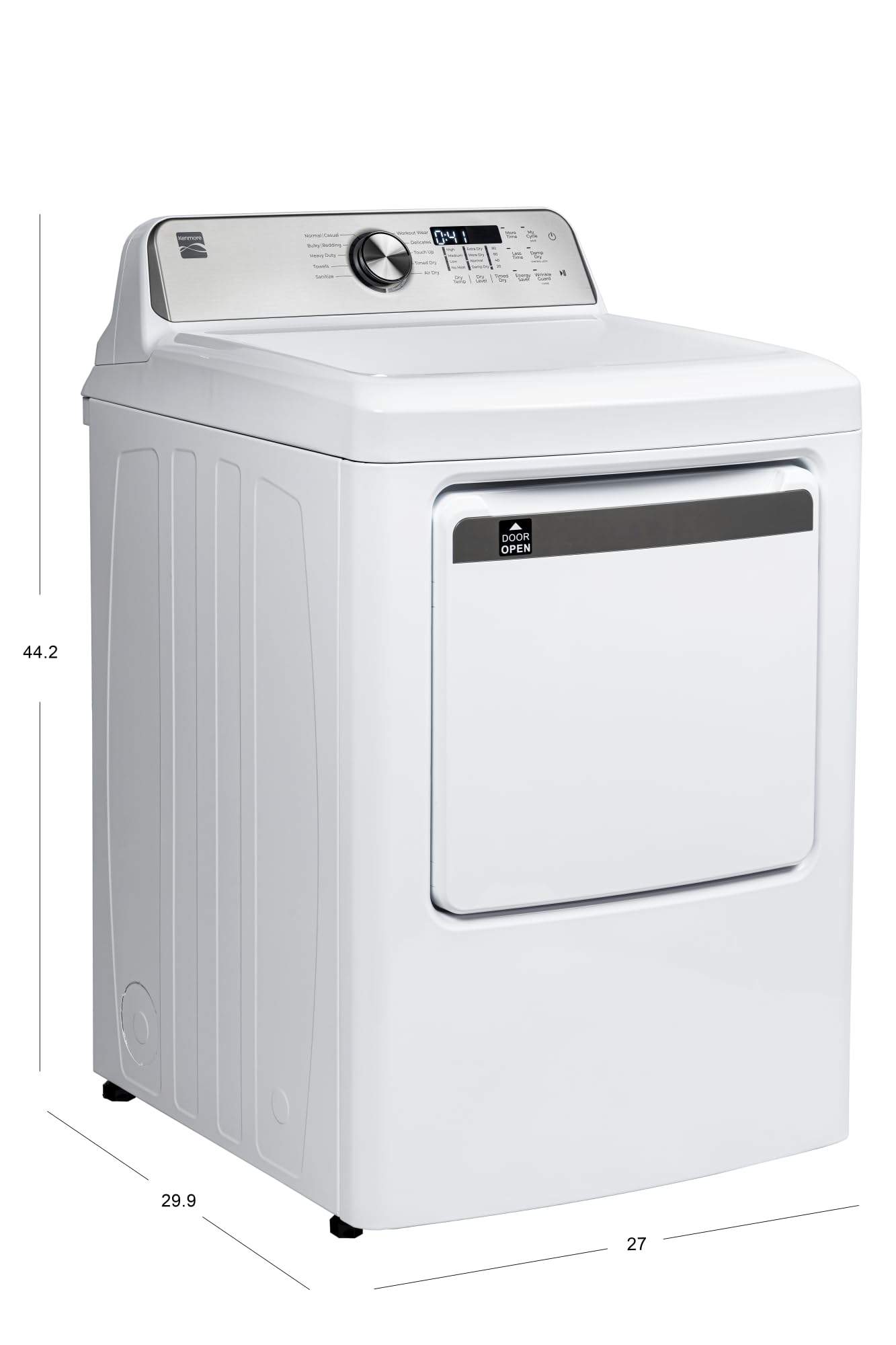 Kenmore 2669162 Front Load Electric Dryer with Wrinkle Guard, Energy Saver, Smart Sensor Drying System, 7.0 cu. ft. Total Capacity, White
