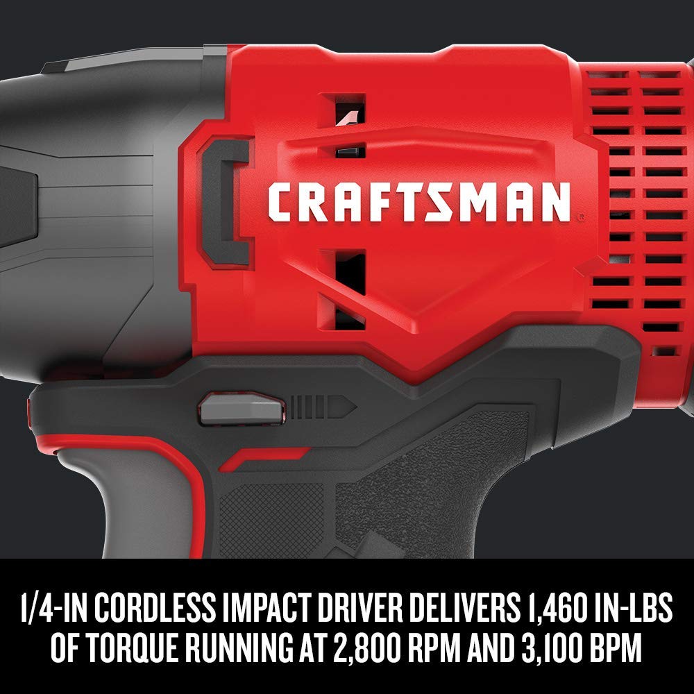 CRAFTSMAN V20 MAX Cordless Drill and Impact Driver, Power Tool Combo Kit with 2 Batteries and Charger (CMCK200C2AM)