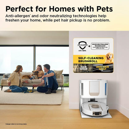 Shark Robot Vacuum & Mop Combo, PowerDetect ThermaCharged NeverTouch Pro, Self-Emptying, Self-Refill with Heated Mop Cleaning, 60-Day Capacity, 30-Day Tank, 6 PowerDetect Technologies, White, AV2900XE