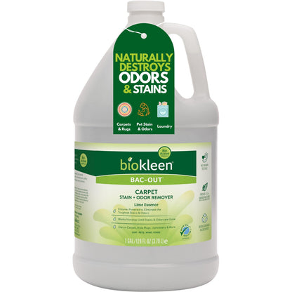 Biokleen Bac-Out Stain Remover for Clothes & Carpet - 128 Ounce - Enzyme, Destroys Stains & Odors Safely, for Pet Stains, Laundry, Diapers, Wine, Carpets - Eco-Friendly, Plant-Based