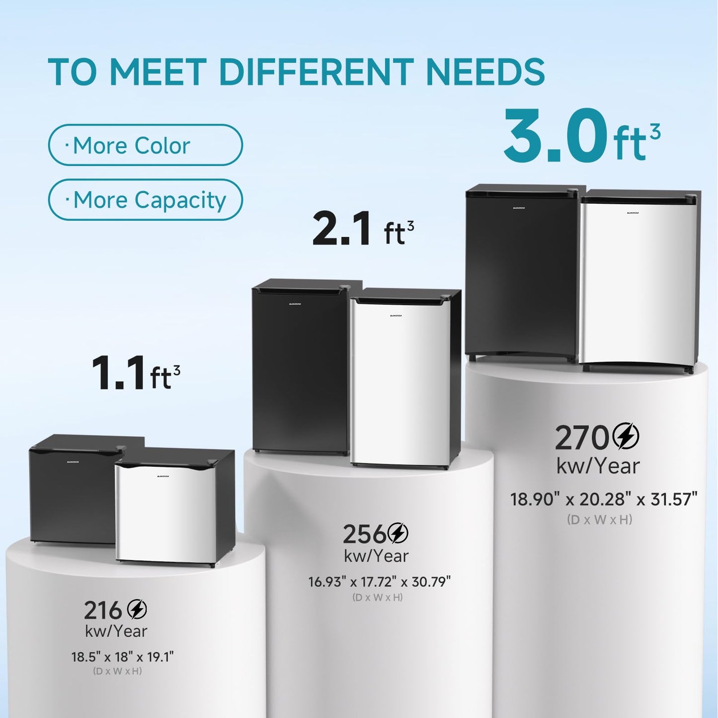 BANGSON 3.0 Cu.ft Compact Upright Freezer, Energy-Saving Mini Freezer with Adjustable Thermostat, Removable Shelves, Reversible Black Door, Ideal for Garage/Dorm/Office/Apartment, Black