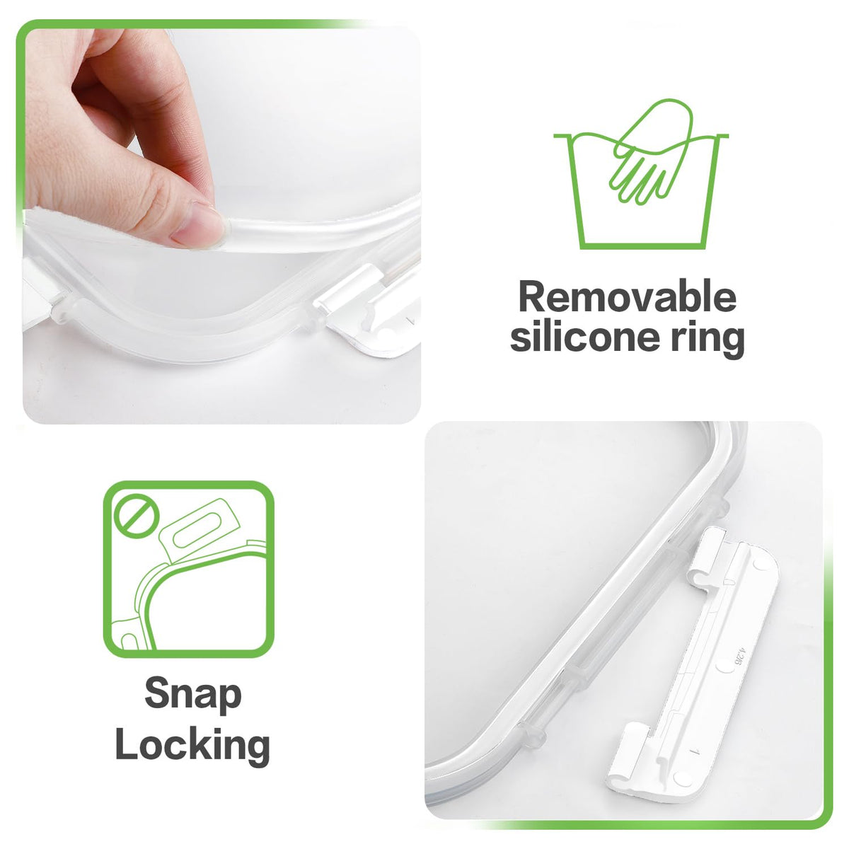 HOMBERKING 24pc Glass Food Storage Containers with Lids, Glass Meal Prep Containers with Leak Proof Snap Lock Lids, Airtight Bento Lunch Boxes, Kitchen Storage (12 lids & 12 Containers) - White