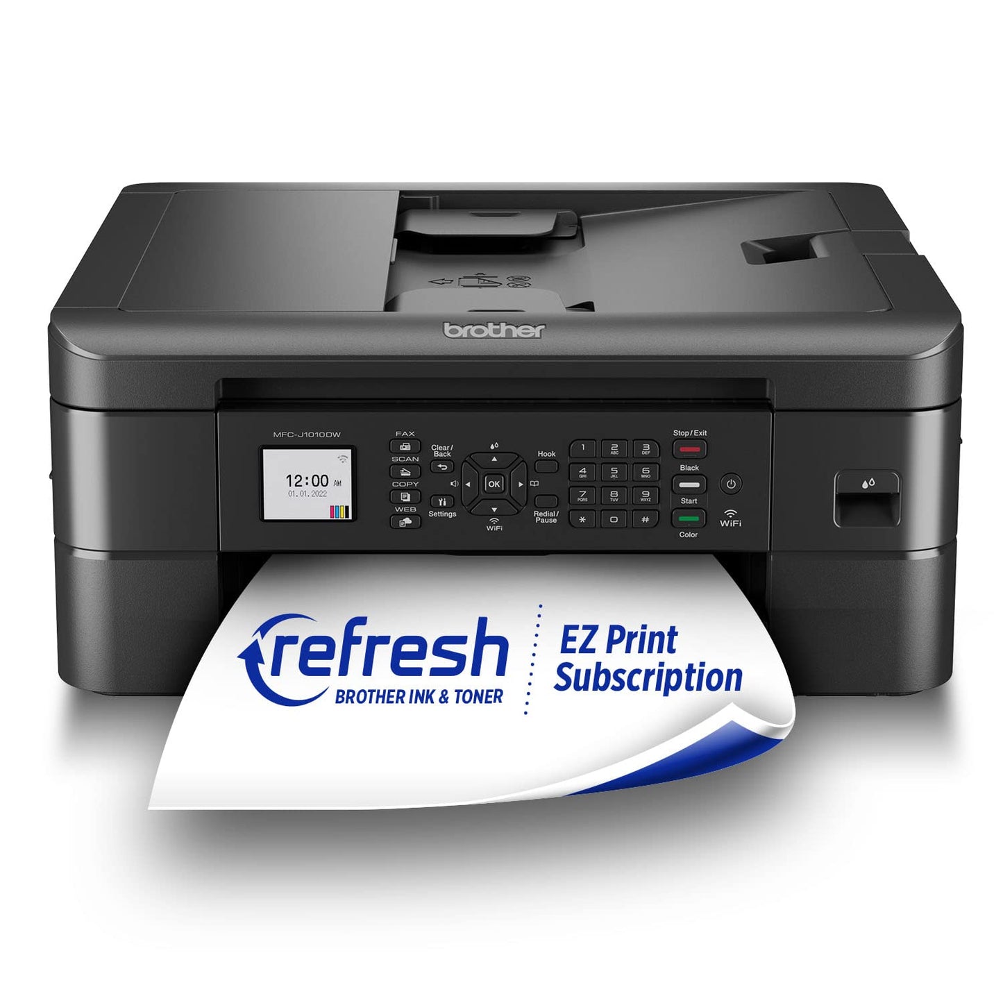 Brother MFC-J1010DW Wireless Color Inkjet All-in-One Printer with Mobile Device and Duplex Printing, Refresh Subscription and Works with Alexa
