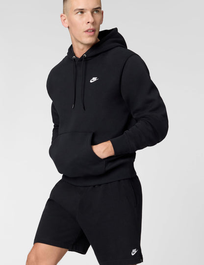 Nike Men's Club Pullover Fleece Hoodie, Black/Black/White, Large