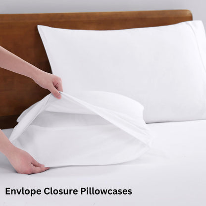 LANE LINEN Eco Friendly 100% Organic Cotton Queen Sheet Set, Soft & Comfy Fully Elasticized 15" Deep Pocket Bed Sheets, Low Pill Naturally Cooling Machine Wash Sábanas Queen- White Bed Sheets