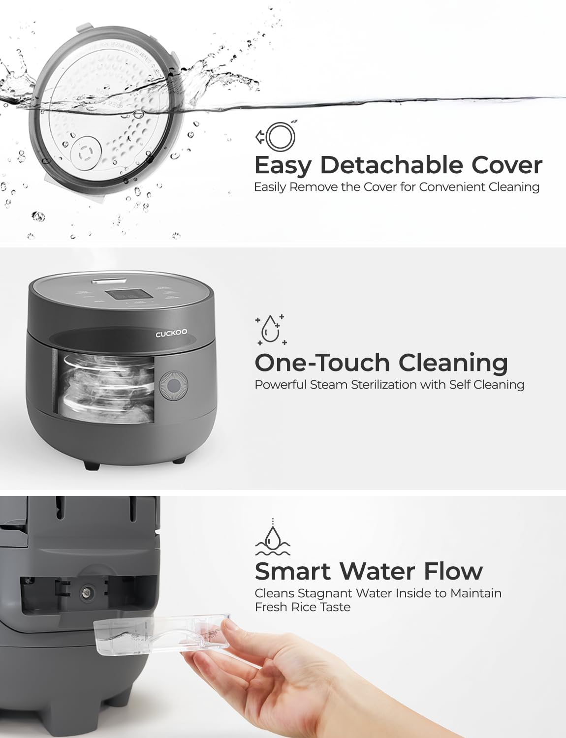 CUCKOO Rice Cooker 6 Cup Uncooked / 12 Cup Cooked, Modern Fuzzy Logic Rice Cooker Small with Delay Timer & Keep Warm Setting, Versatile Food Steamer for Cooking, Non-Stick Inner Pot, Gray (CR-0675FG)