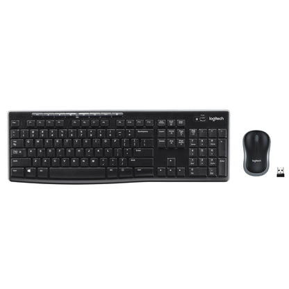 Logitech MK270 Wireless Keyboard and Mouse Combo for Windows, 2.4 GHz, 8 Multimedia Keys, PC, Laptop, Wireless Keyboard Compact Mouse Combo - Black