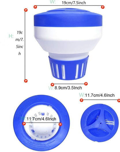 Pool Chlorine Floater, 7.5" Large Floating Chlorine Dispenser, Optimal Pool with Adjustable Release for Indoor & Outdoor Swimming Pool Hot Tub