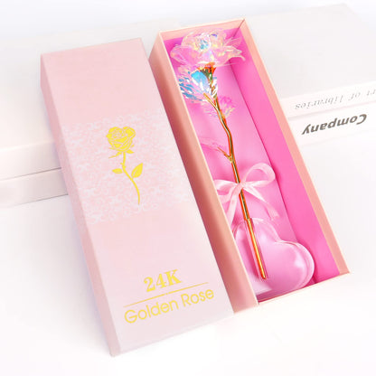 Valentines Day Rose Gifts for Her, Birthday Gifts for Women Mom Galaxy Rose Glass Forever Flowers with Heart-Shaped Base Eternal Crystal Roses Valentine Gifts for Grandma Wife Sister Girlfriend