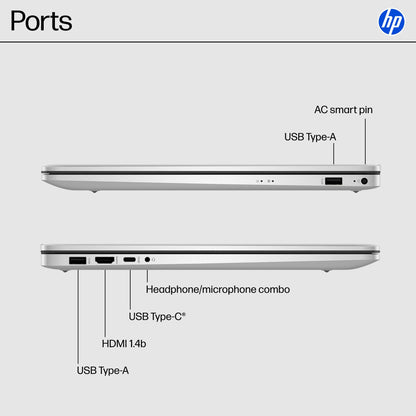 HP 17.3 inch Laptop, FHD Display, Intel Core i5-1334U, 16 GB RAM, 512 GB SSD, Intel Iris Xe Graphics, Windows 11 Home, Natural Silver, 17-cn3399nr
