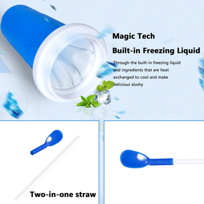 Color Land Slushy Cup, TIK TOK Slushie Maker Cup Frozen Magic Squeeze Cup, Ice Cream Maker Cup, Cool Stuff Trending Tiktok Items Homemade DIY Cool Gadgets with Lid & Straw (GREEN)
