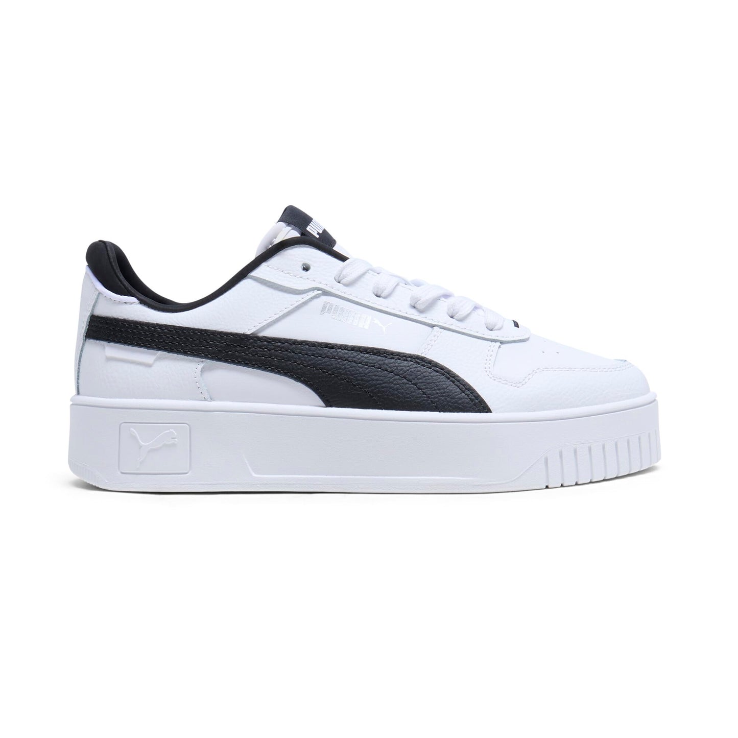 PUMA Women's Carina Street Shoes Sneaker, White-Black-Silver, 8