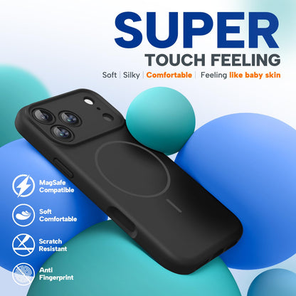 Miracase Magnetic for iPhone 17 Pro Max Case, Compatible with MagSafe, Integrated Silicone Camera Control Cover, 3.0mm Thicken Shockproof Drop Protection Phone Case for 17 ProMax, Black