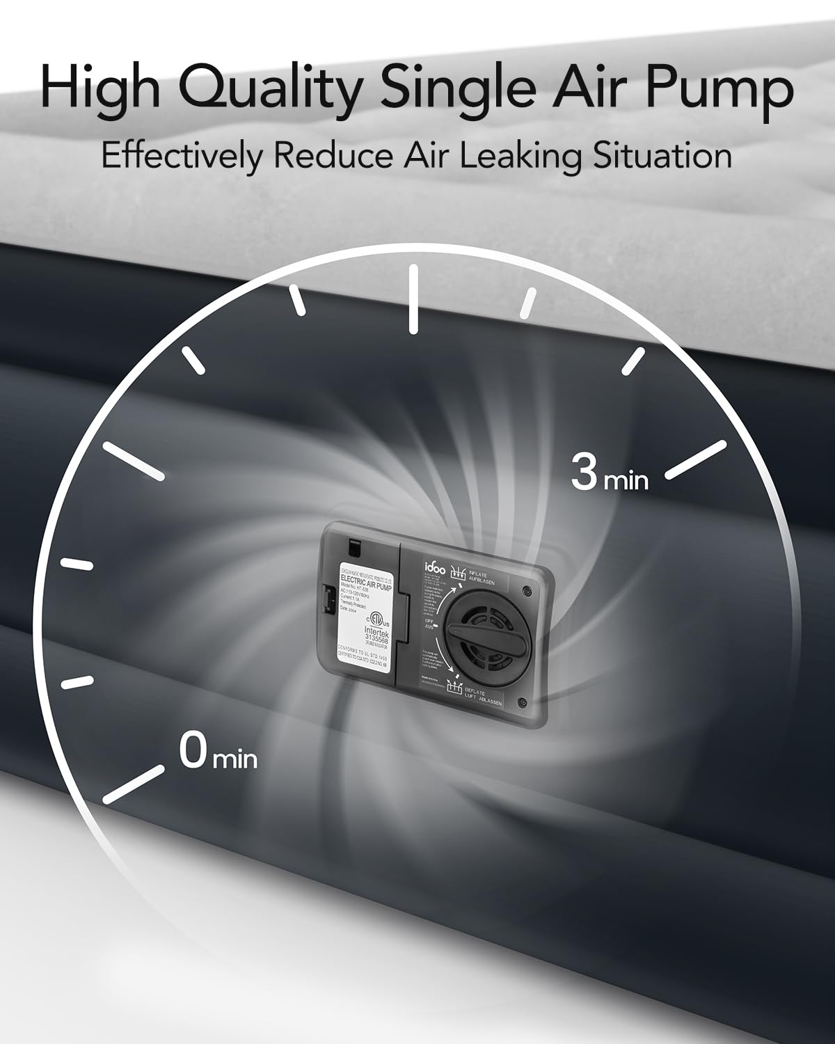 iDOO Queen Air Mattress with Built in Pump, 18 Raised Comfort Inflatable Blow up Mattress, Upgraded Four Chamber Portable Air Bed for Camping, Guests and Home, Colchon Inflable, 650 lbs Max