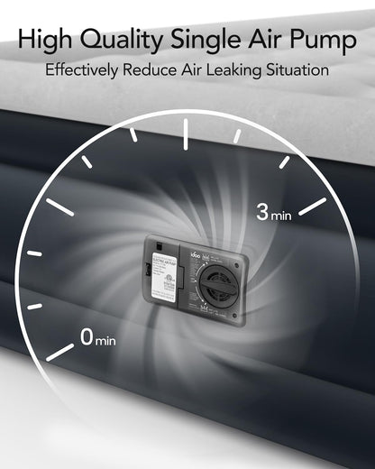 iDOO Queen Air Mattress with Built in Pump, 18 Raised Comfort Inflatable Blow up Mattress, Upgraded Four Chamber Portable Air Bed for Camping, Guests and Home, Colchon Inflable, 650 lbs Max