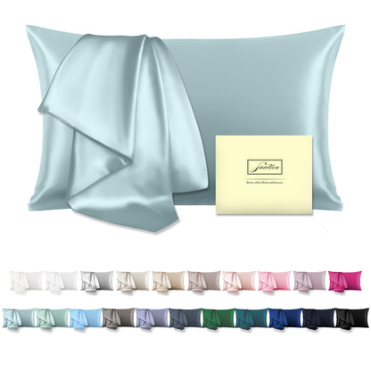 Mulberry Silk Pillowcase for Hair and Skin Standard Size 20"X 26" with Hidden Zipper Soft Breathable Smooth Cooling Pillow Covers for Sleeping(Haze Blue,1Pcs)