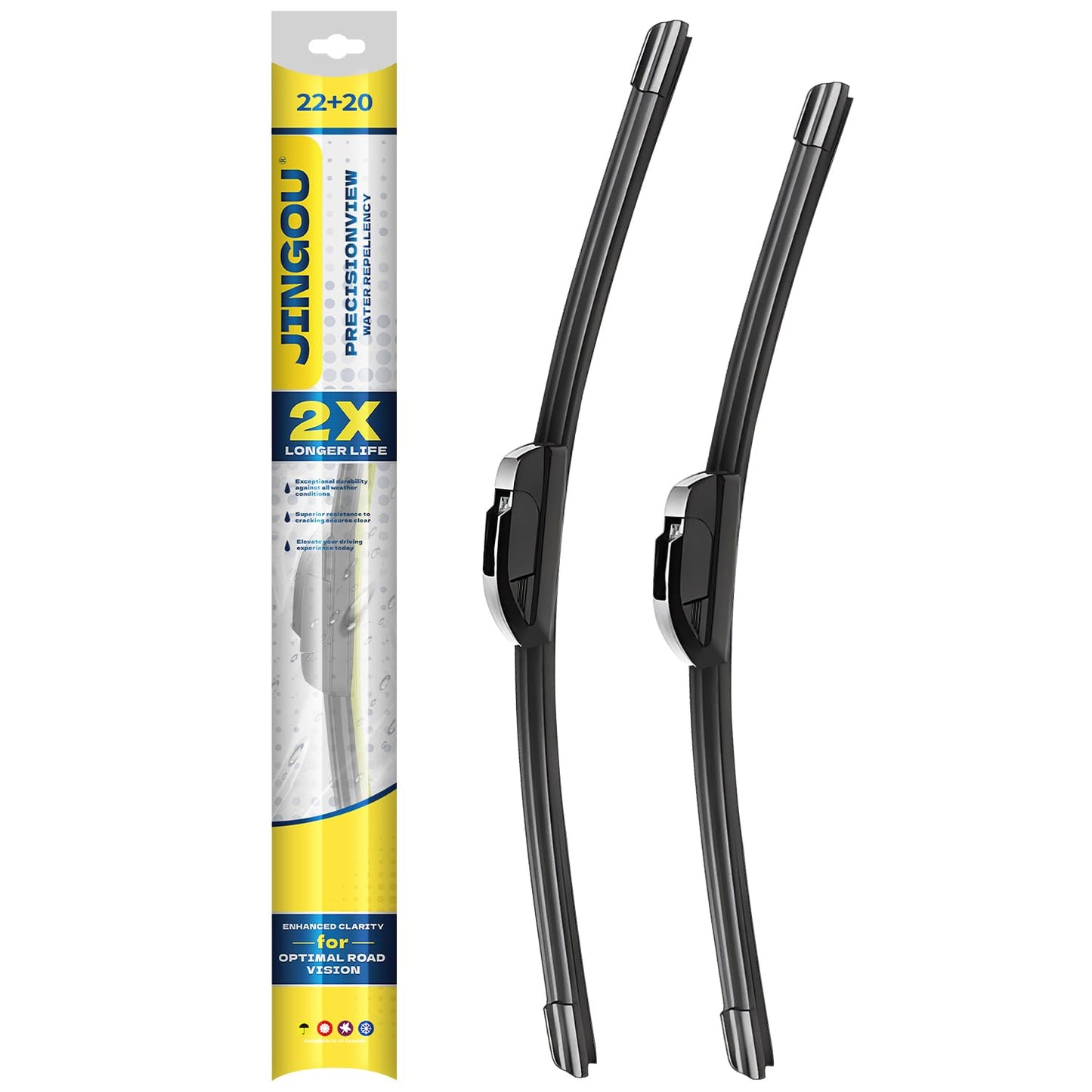 JINGOU 22" + 20" Front Windshield Wiper Blades Compatible with 2016-2022 Toyota Tacoma 2003-2009 Toyota 4Runner OEM QUALITY Premium All-Season Automotive Replacement Wipers(Pack of 2)