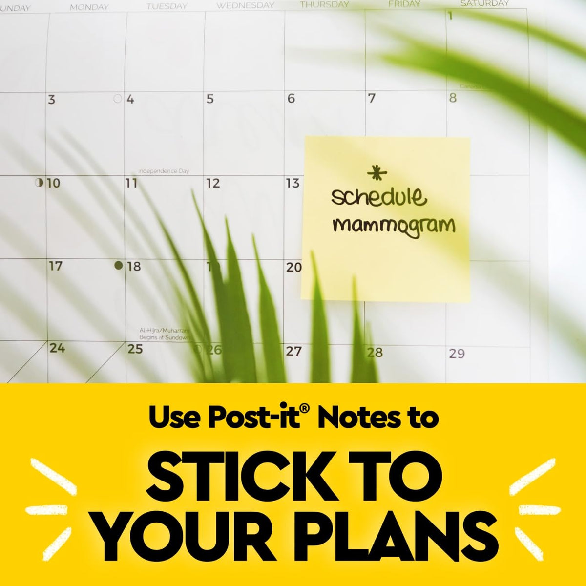 Post-it Notes, 3 in x 3 in, 18 Sticky Notes Pads, 100 Sheets per Pad, The Iconic Canary Yellow Note, New Year Organization or Second Semester School Supplies
