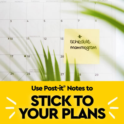 Post-it Notes, 3 in x 3 in, 18 Sticky Notes Pads, 100 Sheets per Pad, The Iconic Canary Yellow Note, New Year Organization or Second Semester School Supplies
