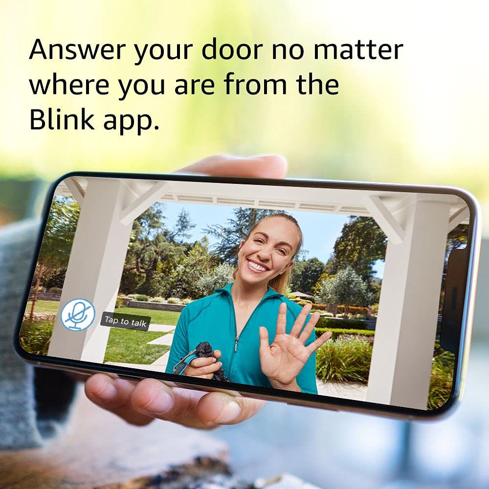 Blink Video Doorbell + Sync Module 2 (newest model) — Two-way audio, HD video, two-year battery life, motion detection, chime app alerts, Works with Alexa (Black)