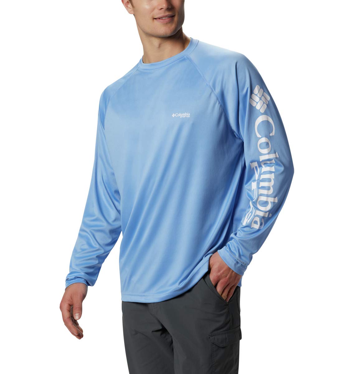 Columbia Men's Terminal Tackle Long Sleeve Fishing Shirt, White Cap/White Logo, XX-Large