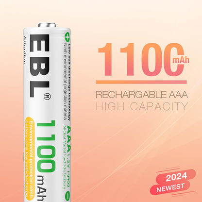 EBL Rechargeable AAA Batteries (ProCyco 1100mAh) 16 Pack 1.2V NiMH Triple AAA Battery with AA AAA Battery Charger