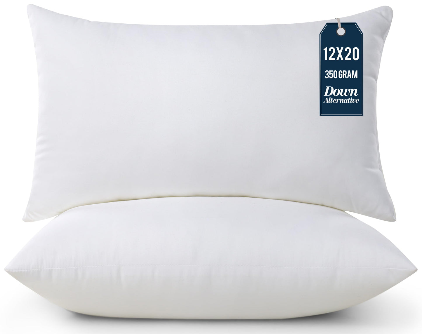 Utopia Bedding Throw Pillows Insert (Pack of 2, White) - 12 x 20 Inches Bed and Couch Pillows - Indoor Decorative Pillow