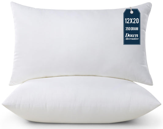 Utopia Bedding Throw Pillows Insert (Pack of 2, White) - 12 x 20 Inches Bed and Couch Pillows - Indoor Decorative Pillow