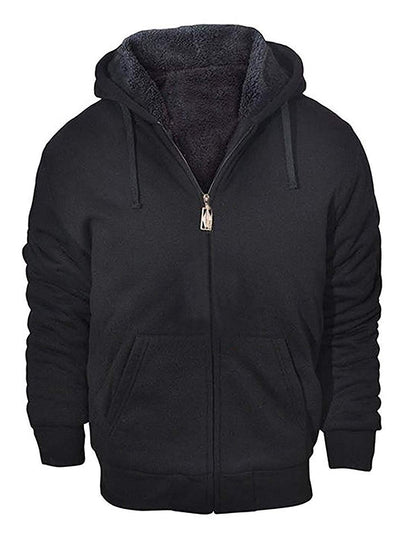 GEEK LIGHTING Hoodies for Men Heavyweight Fleece Sweatshirt - Full Zip Up Thick Sherpa Lined All black XL