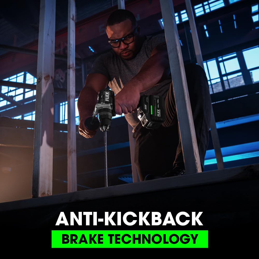 FLEX 24V Brushless Cordless 1/2-Inch 1,400 In-Lbs Torque 2-Speed Hammer Drill Turbo Mode Tool Only, Battery and Charger Not Included - FX1271T-Z