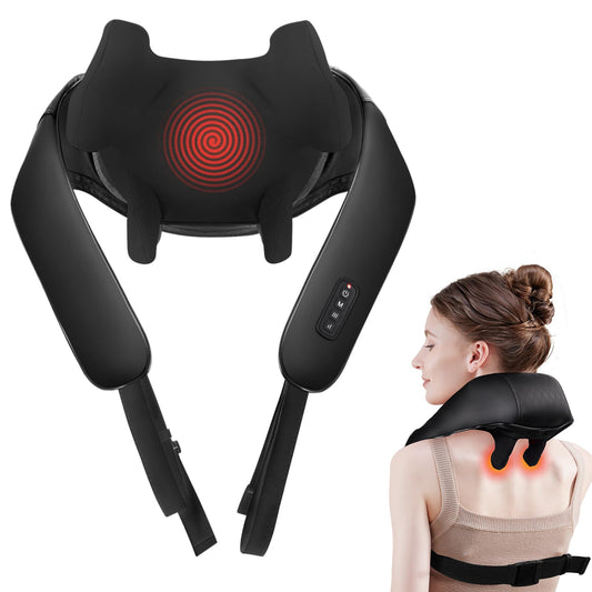 Neck Massager with Heat - Cordless Shiatsu Neck and Back Massager for Pain Relief Deep Tissue, Rechargeable 6D Kneading Brushless Motor Shoulder Massage Gifts for Women Men Home Office Car Christmas