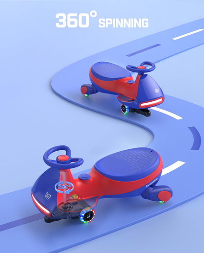 FanttikRide N7 Pro Electric Wiggle Car with Pedal, Rechargeable Battery, CyberWiggle, 2 in 1 Swing Car, 2 Speeds Max 4 Mph, Anti-Rollover, Flashing Wheels, Bluetooth, for Ages 3 and Up, 150 Lbs, Blue