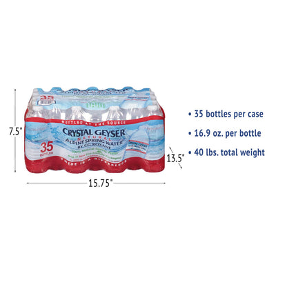 Crystal Geyser Natural Alpine Spring Water, 16.9 Ounce, 35 Bottles