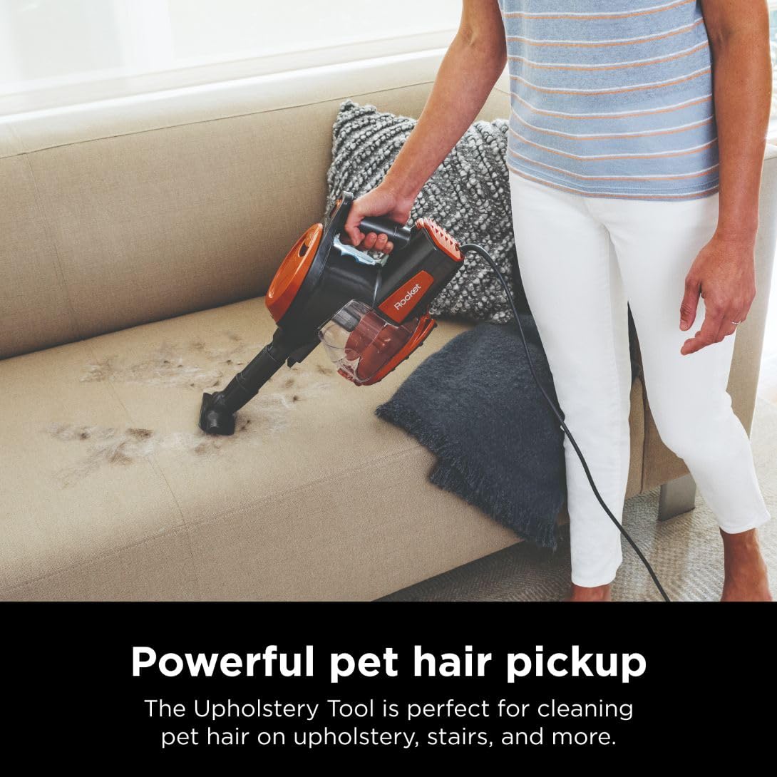 Shark Rocket Ultra-Light Corded Bagless Vacuum for Carpet and Hard Floor Cleaning with Swivel Steering (HV301), Gray/Orange