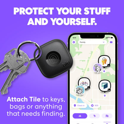 Tile by Life360 Mate - Bluetooth Tracker, Keys Finder and Item Locator for Keys, Bags and More. Phone Finder. Both iOS and Android Compatible. 4-Pack (Colors)