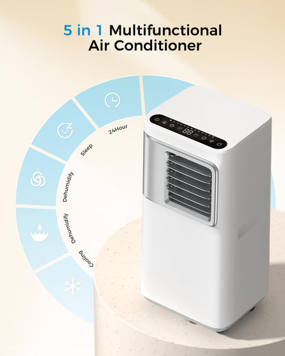 Portable-Air-Conditioners-16,000-Btu - AC Unit 5 in 1 Wifi Smart Air Conditioner with APP, Fan & Dehumidifier, Remote, 24H, Window Kits Included Drainage-free Cooling for Large Room Indoor