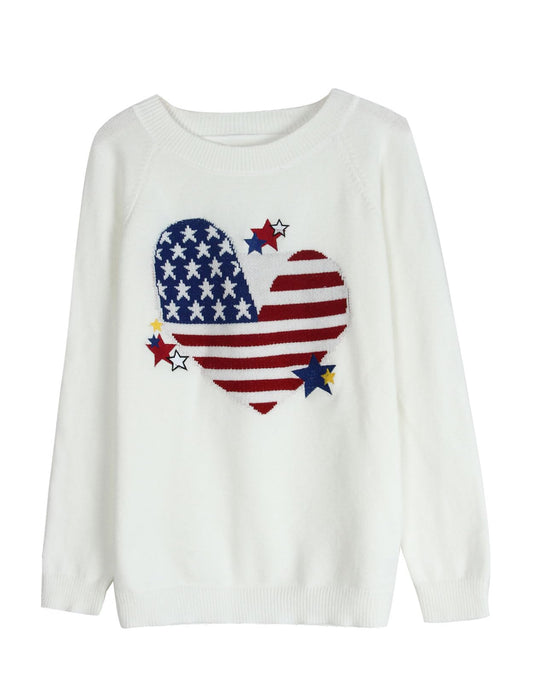 Alsol Lamesa Women's Cute Heart Sweater Long Sleeve Crewneck Pullover Ribbed Knit Casual Sweaters