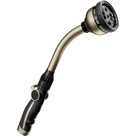 RESTMO Watering Wand Heavy Duty, Metal Garden Hose Wand with 10 Spray Patterns, 15-Inch Long Hose Nozzle Sprayer with Thumb Flow Control, Ideal to Water Hanging Baskets and Shrubs