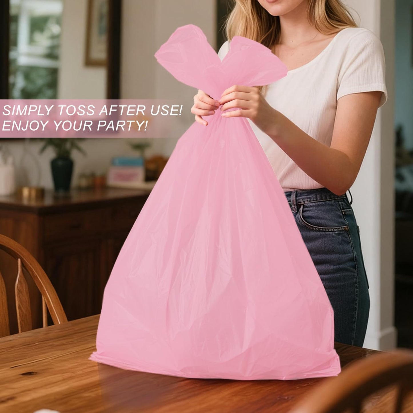 Childom 3 Pack Plastic Tablecloths for Rectangle Tables 54" x 108" Pink Disposable Table Cloths for 6 to 8 Foot Valentines Day Table cloth Indoor Outdoor Parties Birthday Wedding Christmas Anniversary