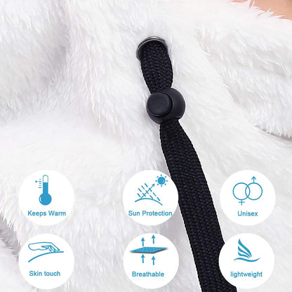 Shy Velvet Balaclava Wind-Resistant Winter Face Mask,Fleece Ski Mask for Men and Women,Warm Face Cover Hat Cap Scarf Sherpa Hood Ski Mask White