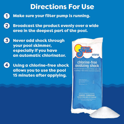 In The Swim Chlorine-Free Pool Shock – Quick Dissolving, Fast-Acting, Shock-Oxidizer for Swimming Pools, Spas, and Salt Chlorinated Pools Compatible - 12 x 1 Pound Bags