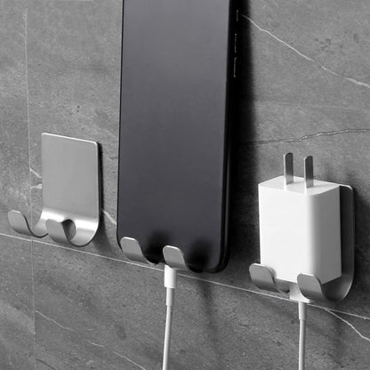 No-Drill Stainless Steel Razor Holder Adhesive Wall-Mounted Shaving Organizer Plug Hook and Storage Rack for Bathroom and Kitchen Silver 2pcs