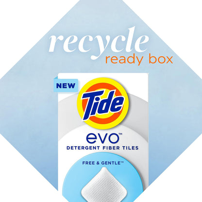 Tide evo Free & Gentle Laundry Detergent Tiles, Fragrance-Free, 40 Medium Sized Loads, Easy to Use, Safe for All Machines and Water Conditions