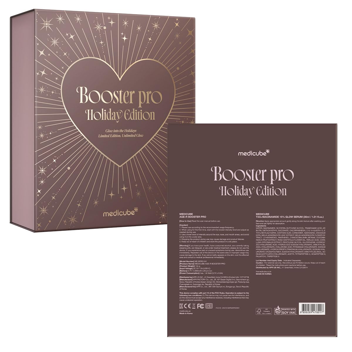 medicube Booster Pro Holiday Gift Set, Amazon Exclusive | Limited Mocha Booster Pro + TXA Niacinamide Serum | Gift for Women & Men | Perfect for Holiday Gifting & Self Care | Korean Skin Care Kit