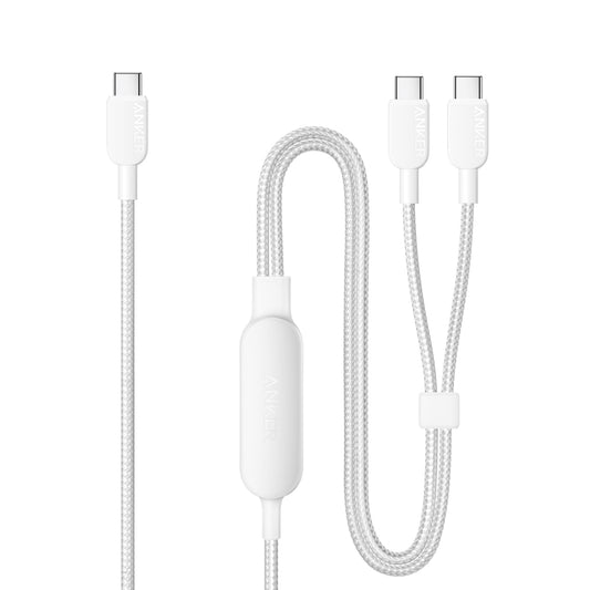 Anker Cable,4FT 2-in-1 USB C to USB C Cable 140W Max,Fast Charging for iPhone 16/16 Pro Max/15 Series,MacBook Air/Pro,and More(Braided,White)